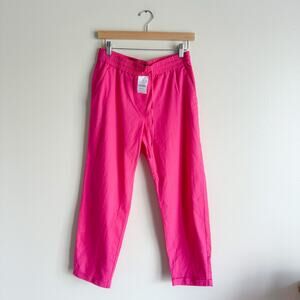 J. Crew Factory Pink Linen Cotton Drawstring Pull On Casual Pant 4 NWT Spring